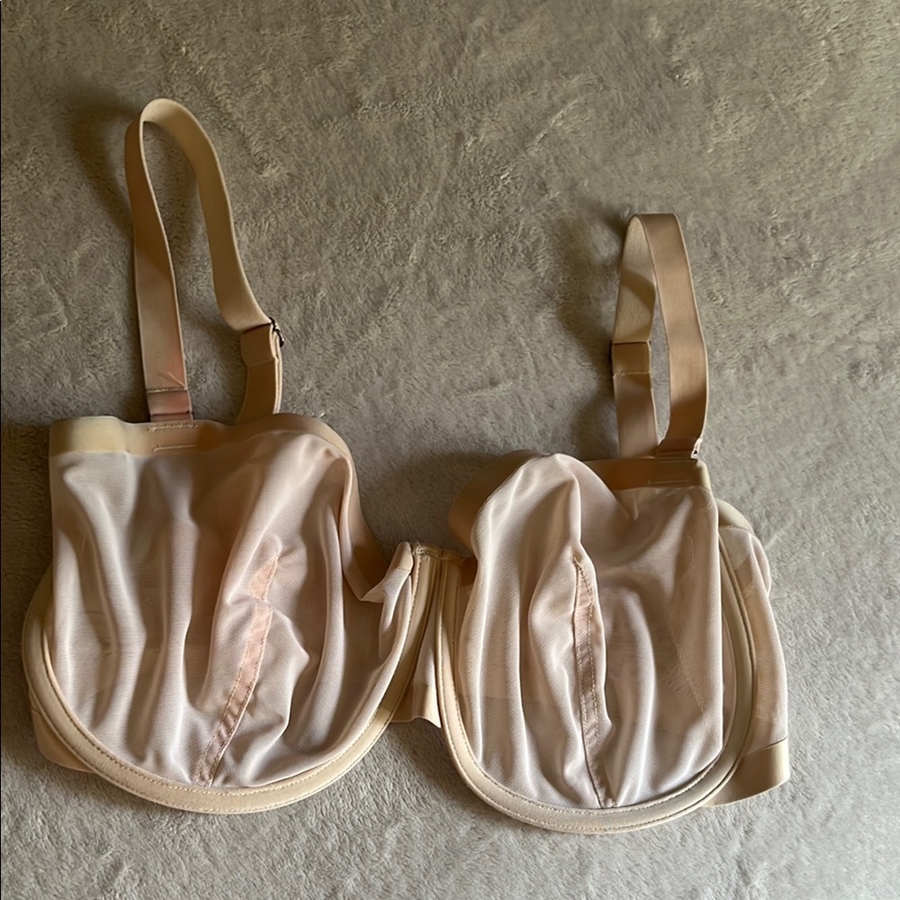 Underwire Sheer Mesh Bra in Light pink Beige - Women Intimates 32H